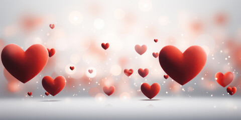 Valentine's Day. Holiday abstract Valentine background with red pink hearts. Love concept