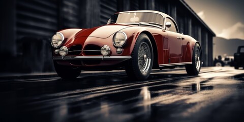 A sport vintage classic car. Life style concept. Race, speed, elegance theme, Generative AI - obrazy, fototapety, plakaty