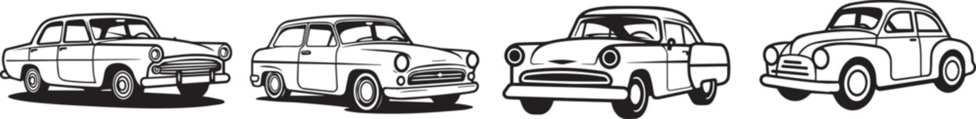 Old Car line art vector icon isolated on a white background