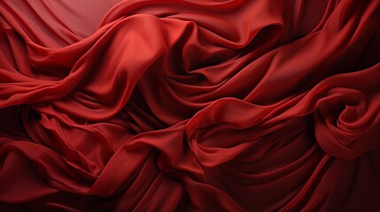 Vibrant hues of maroon, peach, and red dance together in a captivating display of texture and elegance, as a delicate fabric cascades over a rich red surface, evoking a sense of passion and boldness - obrazy, fototapety, plakaty