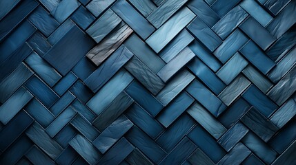 An enigmatic display of geometric perfection, as cobalt rectangles intertwine to form a striking symmetrical pattern, evoking a sense of architectural elegance and abstract artistry