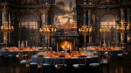 Luxurious and beautifully set dining table, conveying elegance and celebration