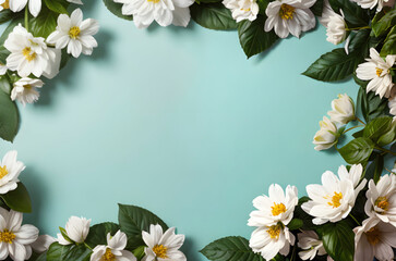 Natural flower frame background with copy space ai generated