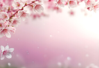pink background of blooming flower with copy space ai generated