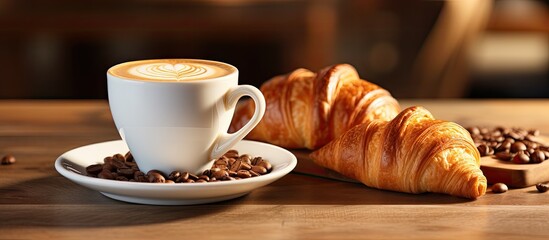 Yummy coffee and croissant