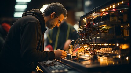 Engineer working on a computer, representing technical support and network management