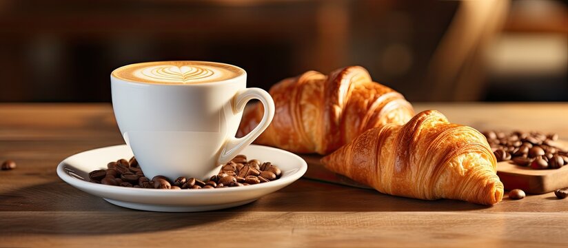 Yummy coffee and croissant