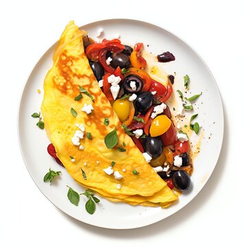 french omelet with roasted peppers kalamata olives