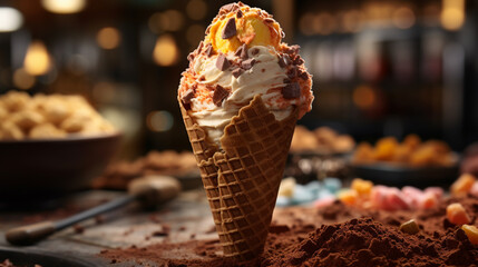 Obraz na płótnie Canvas chocolate ice cream HD 8K wallpaper Stock Photographic Image 