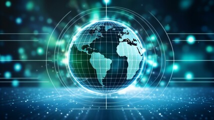 Obraz premium Abstract representation of coding and data transfer with a blue background and binary elements