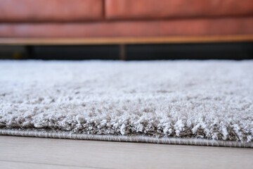 carpet texture background on wooden floor with copy space 