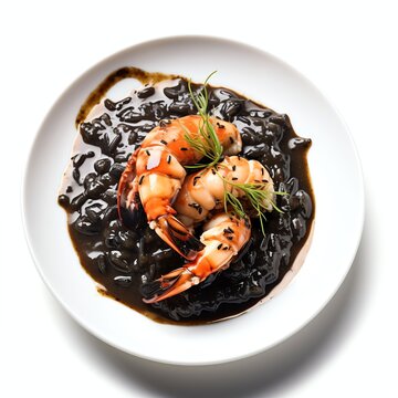 black risotto with mussels shrimps and cuttlefish