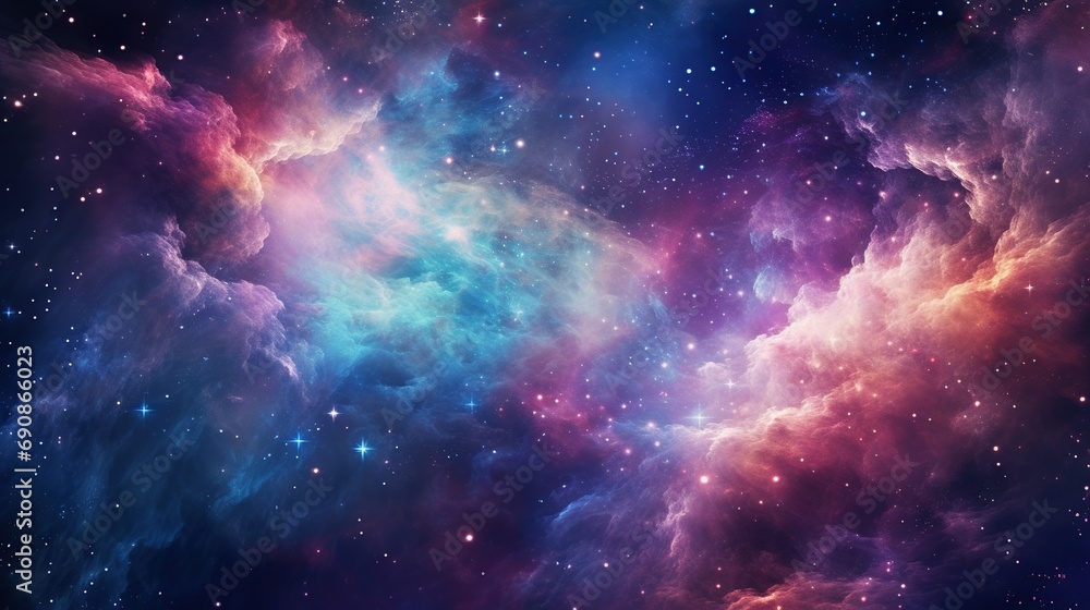 Wall mural beautiful of space galaxy cloud nebula with shiny stars. suitable for science concept background. ge