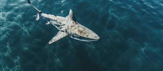 Shark seen from above in the ocean.