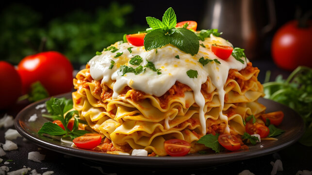 pasta with tomato sauce HD 8K wallpaper Stock Photographic Image 