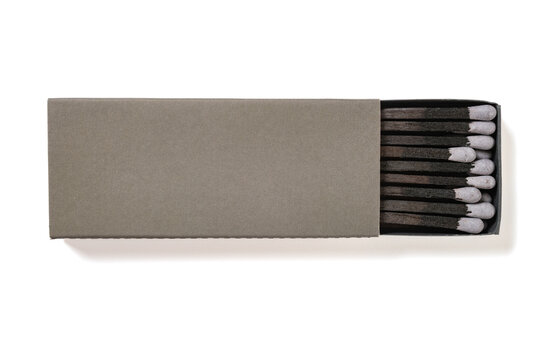 top view grey color matchbox on a white background