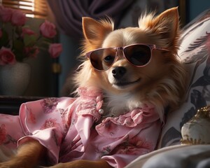 Chic Chihuahua: Fashionista Dog with Stylish Shades