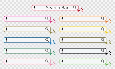 Fotobehang Set search bar icons. Website ui bar set. Searching element for web site, app, ui and logo. Vector search shape with button for website navigation. © Kakal CF ID 4016033