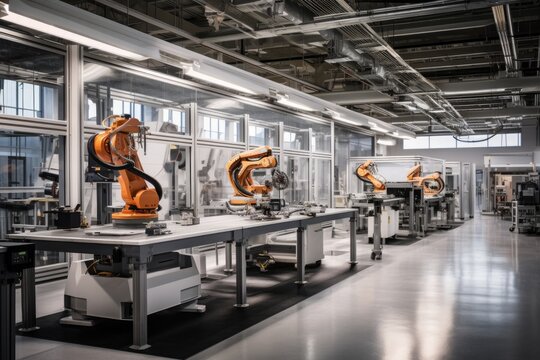 Photo Of A Cutting Edge Robotics Laboratory. Generative AI