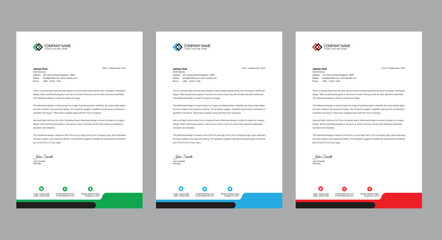 Obraz na płótnie Canvas corporate modern letterhead design template with 3 color. official minimal creative abstract professional newsletter corporate modern business proposal letterhead template.