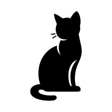 A cat sitting vector silhouette
