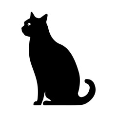 A cat sitting vector silhouette