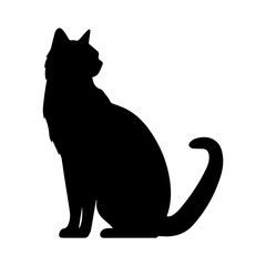 A cat sitting vector silhouette