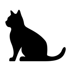 A cat sitting vector silhouette