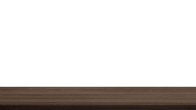 empty dark brown walnut wooden table counter top in foreground isolated on background with clipping path. counter bar foreground can be used for display or montage products.