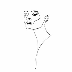 One line drawing of a woman's face. Vector illustration for your design