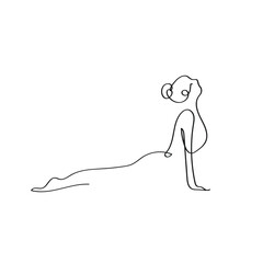 continuous line drawing of a girl sitting on the floor. Vector illustration