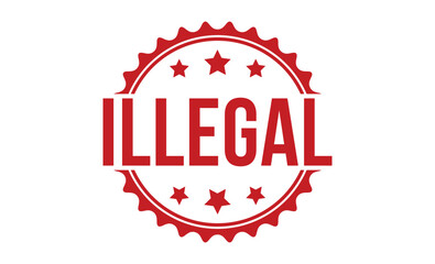 Illegal stamp red rubber stamp on white background. Illegal stamp sign. Illegal stamp.