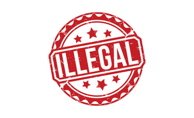 Illegal Red Rubber Stamp vector design.