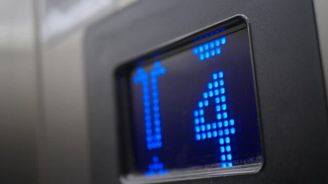 electronic number display on screen in a lift 
