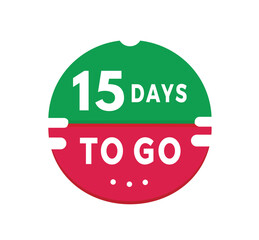 15 days to go countdown banner. Modern sticker design days left icon with megaphone. count time sale announcement vector.
