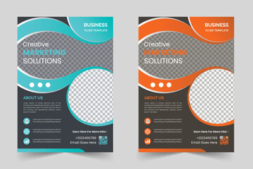 Vector A4 corporate business flyer template design in different color.
