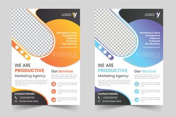 Vector A4 corporate business flyer template design in different color. - obrazy, fototapety, plakaty