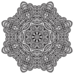 Big crystal snowflake in black colors on white background. vector file