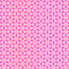 Delicate spring geometric floral fabric pattern of simple white flowers on a pink background