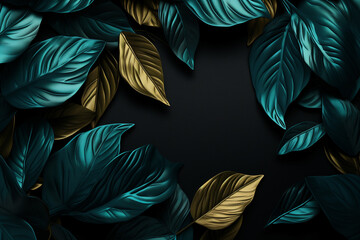 Fototapeta na wymiar Luxurious and elegant with the use of dark leaves and gilded details
