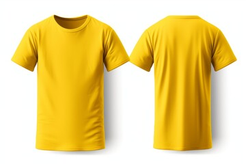 Mockup of a blank royal yellow tshirt front and back isolated on white background. Generative AI - obrazy, fototapety, plakaty