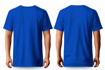 Mockup of a blank royal blue tshirt front and back isolated on white background. Generative AI - obrazy, fototapety, plakaty
