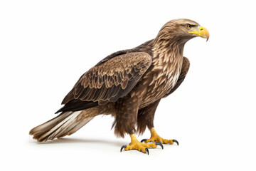 Obraz premium Close up photograph of a full body golden eagle isolated on a solid white background