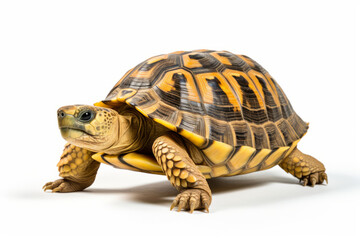 Obraz premium Close up photograph of a full body turtle isolated on a solid white background