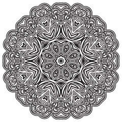 Circular pattern mandala art decoration elements for meditation poster, adult coloring book page, tattoo, henna, mehndi