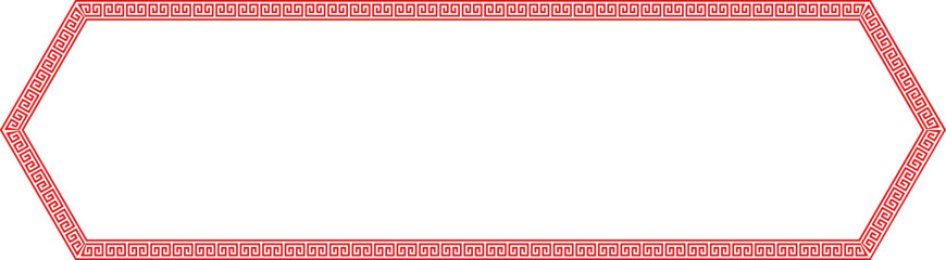 Fototapeta premium Chinese decoration red frame and border. Traditional oriental frame and borders decoration. 