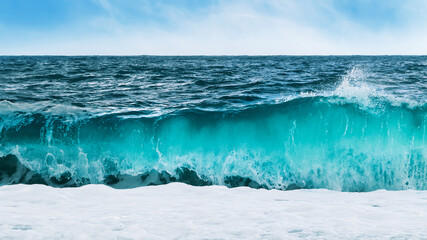 Blue and aquamarine color sea ocean waves.