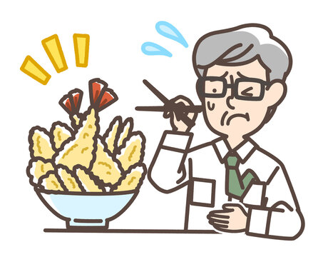 胃もたれの男性と天丼