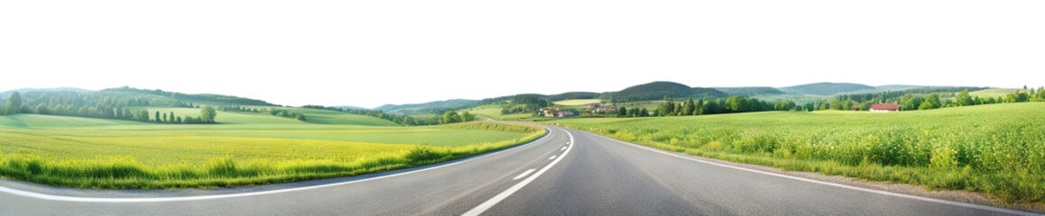 Picturesque countryside road landscape, cut out