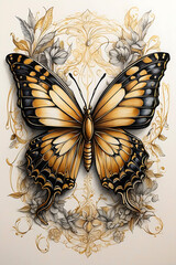 A stunning Spirit Butterfly on black background 